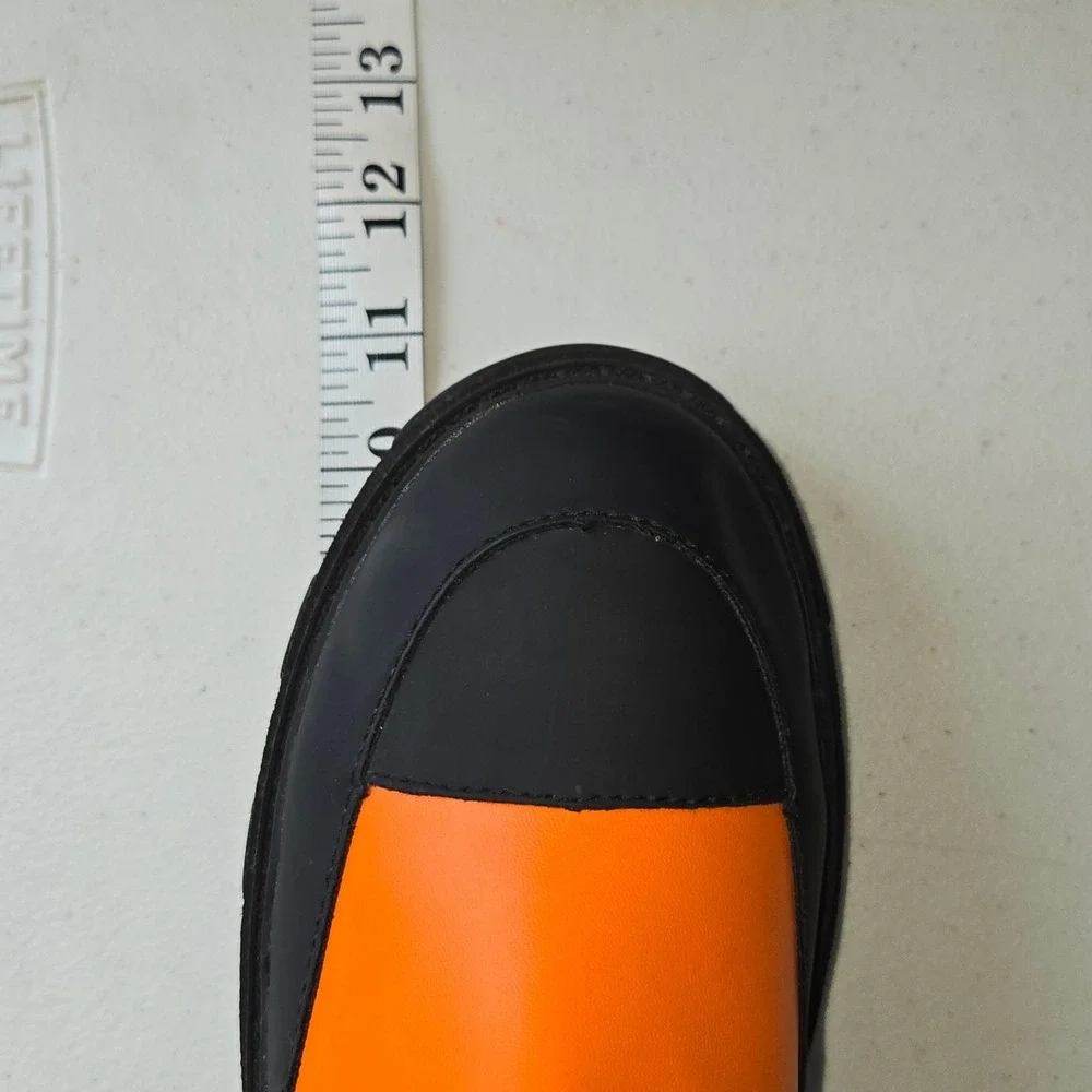 Forever 21 Womens Orange Black Platform Chelsea Boots Chunky Lug Sole Size 7